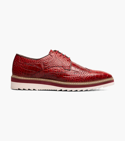 Red Stacy Adams Loafer Lace Up Wingtips Croc Print Men's shoes-25725-600
