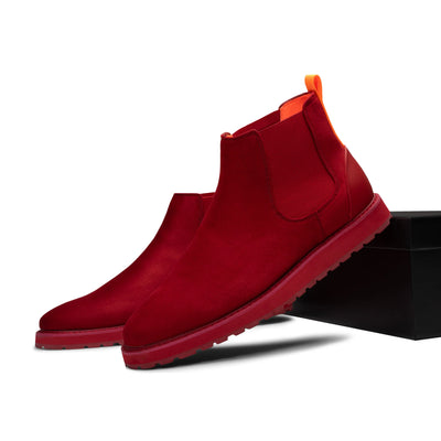 Red Suede Chelsea Boots Casual Fashion Design Sneaker -The Mustella