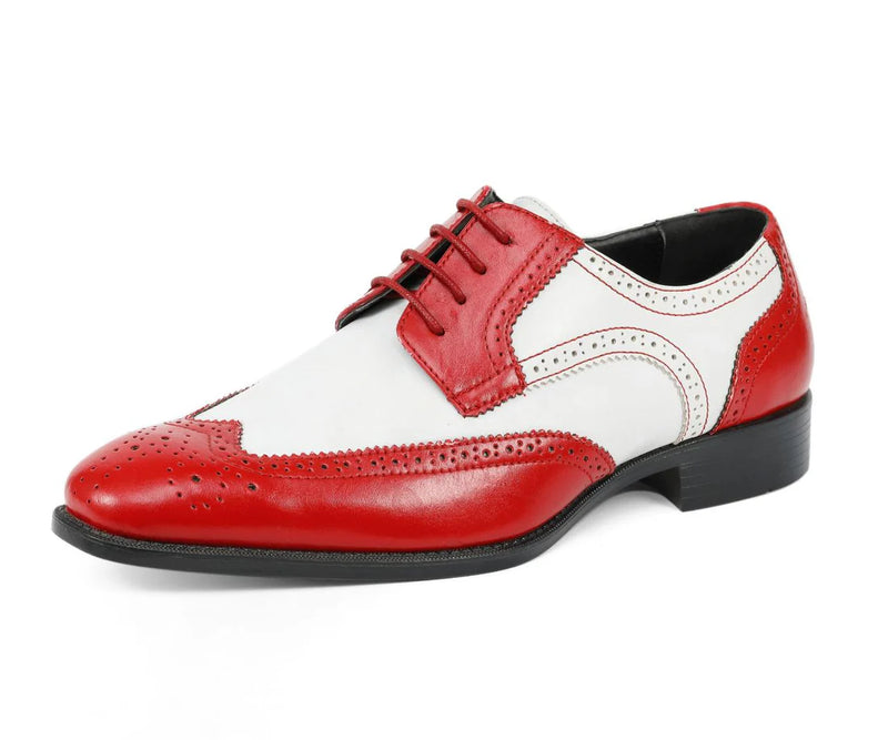 Red/White Two-Tone Wingtip Men&