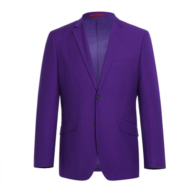 Renoir Purple Men's Slim-Fit Suit Single Breasted Flat Front Pants