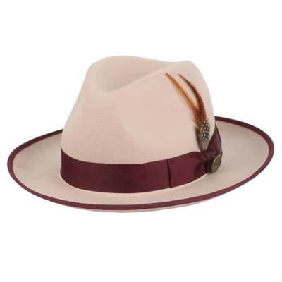 Rose-Brown Brim Trim Steven Land Men's Australian Wool Hat Style-The Domingo