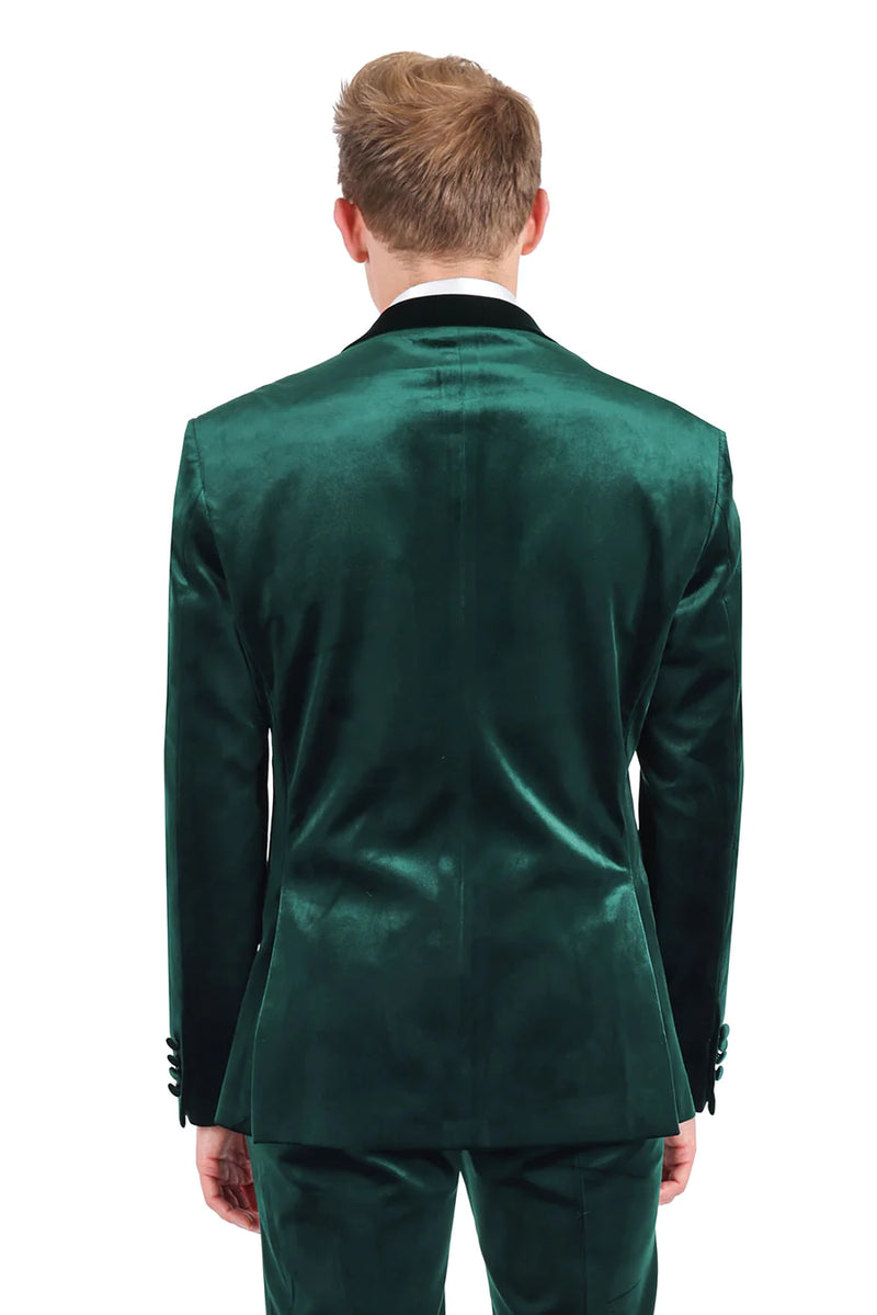 Rossi Man Slim-Fit Shinny Hunter Green Satin Material Men&