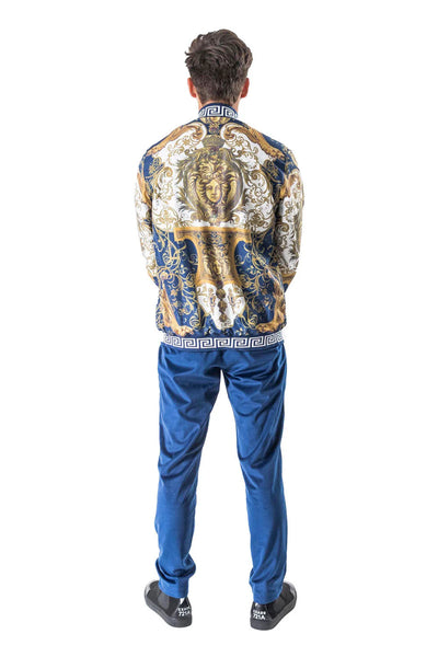 Royal Blue Men's Jogging Set Pants and Reversible Jacket Tracksuit Style No: JJ900