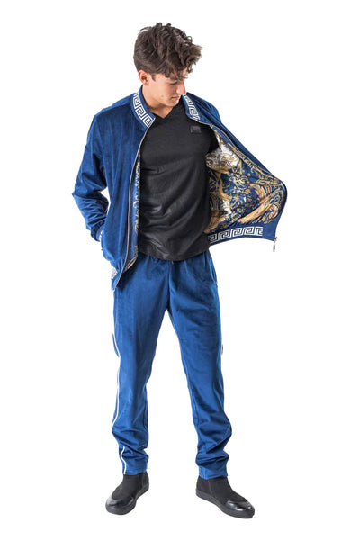 Royal Blue Men's Jogging Set Pants and Reversible Jacket Tracksuit Style No: JJ900