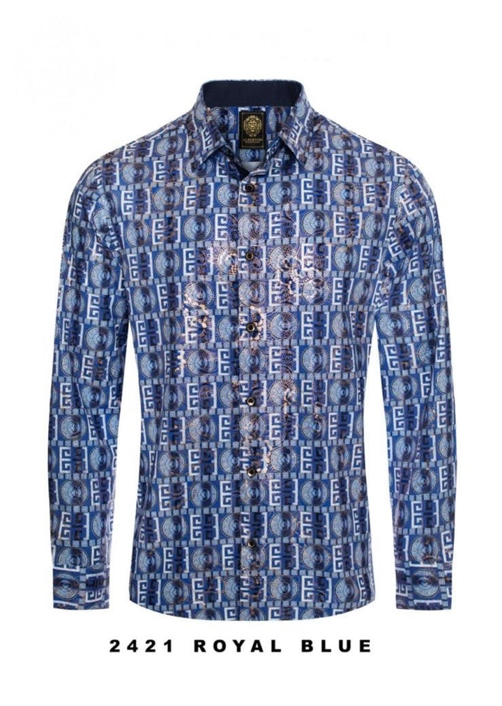 Royal Blue Paisley Luxury Design Men's Long Sleeve Vintage Shirt Regul – DESIGN MENSWEAR