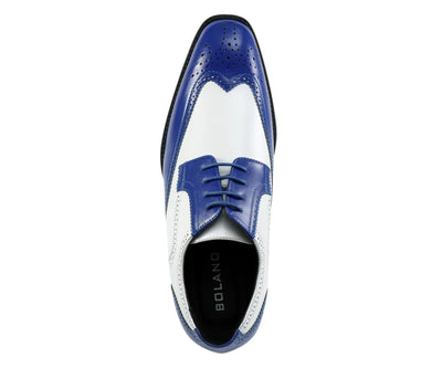 Royal Blue Two-Tone Wingtip Men's Lace-Up Dress Shoes Style No-ELWYN