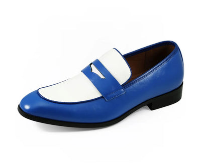 Royal/White Two-Tone Men's Slip-On Dress Shoes Style No-LEVI