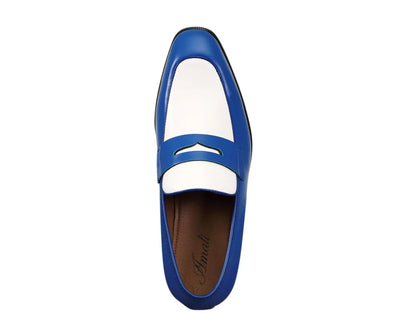 Royal/White Two-Tone Men's Slip-On Dress Shoes Style No-LEVI