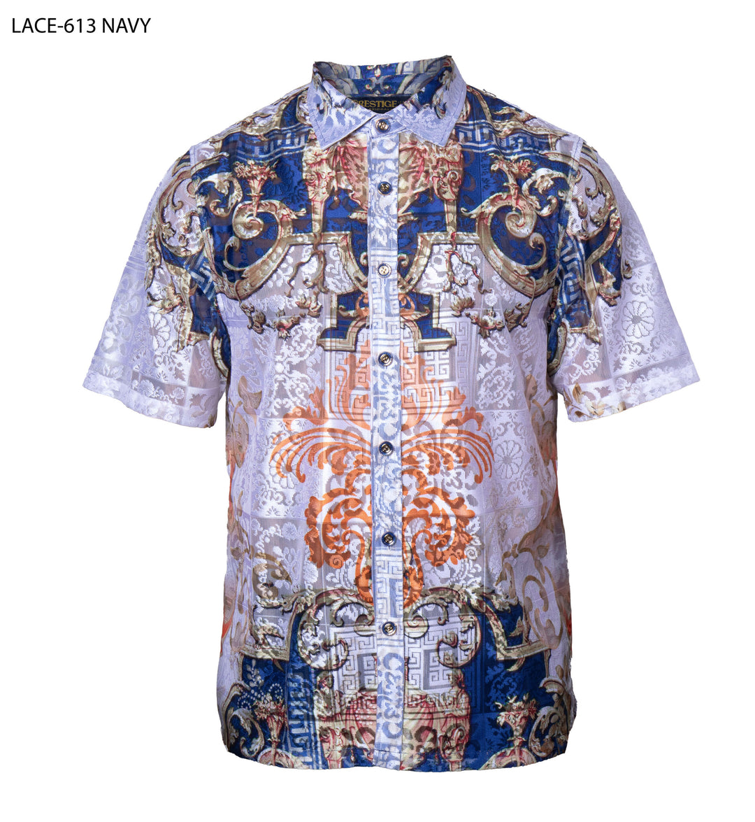 Royal Blue Men's Fashion Design Summer Short Sleeve Shirt # LACE-613 – DESIGN MENSWEAR