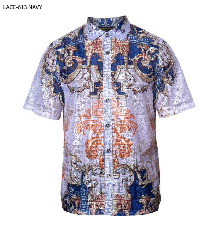 Royal Blue Men's Fashion Design Summer Short Sleeve Shirt # LACE-613 DESIGN MENSWEAR Royal Blue Men's Fashion Design Summer Short Sleeve Shirt # LACE-613 DESIGN MENSWEAR