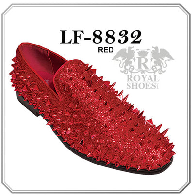 Royal men's Red spikes shoes slip-on smokers tuxedo luxury shoes