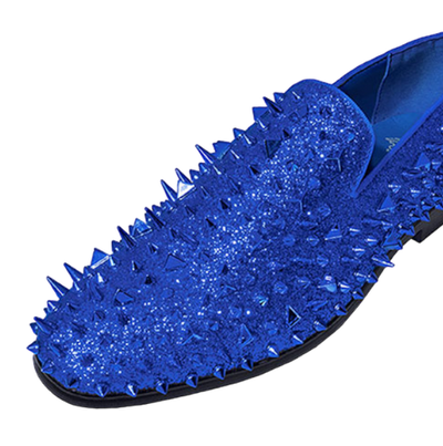 Royal men's Royal blue spikes shoes slip-on smokers tuxedo luxury shoes