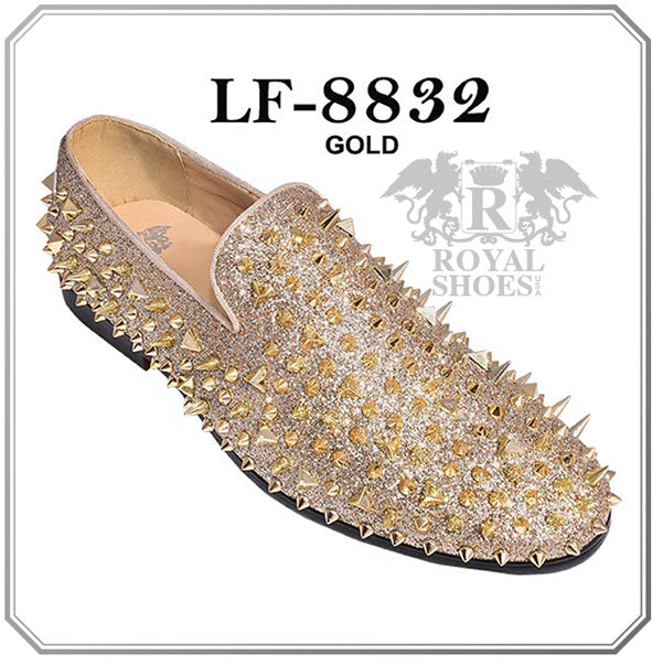 gold dress shoes with spikes Men's Slip-On Smokers Tuxedo Loafers stickers:limited-stock