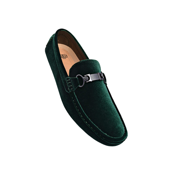 Royal shoes hunter green suede leather material with buckle Design