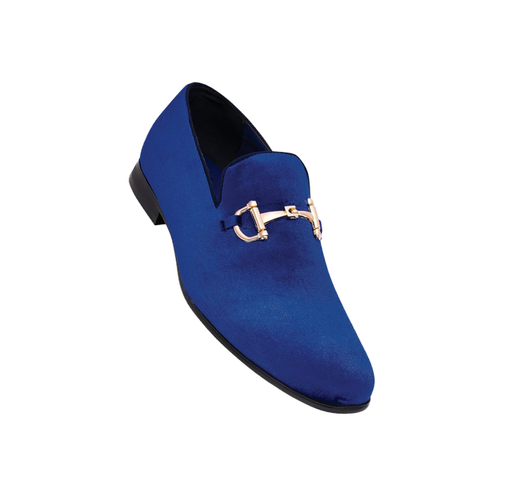 Loafers Mens 12 (46) Royal Blue Velvet Gold Metal Accents Slip On Tuxedo Loafers Men main image 3