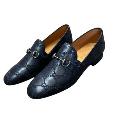 Black Men's Luxury Trendy Loafers Slip-on Dress Shoes with Sliver Buckle Style No: 1150