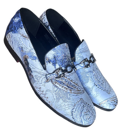 Sky Blue Men's Slip-On Formal Tuxedo Shoes Multicolor Floral Paisley Design - DESIGN MENSWEAR