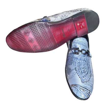 Sky Blue Men's Slip-On Formal Tuxedo Shoes Multicolor Floral Paisley Design - DESIGN MENSWEAR