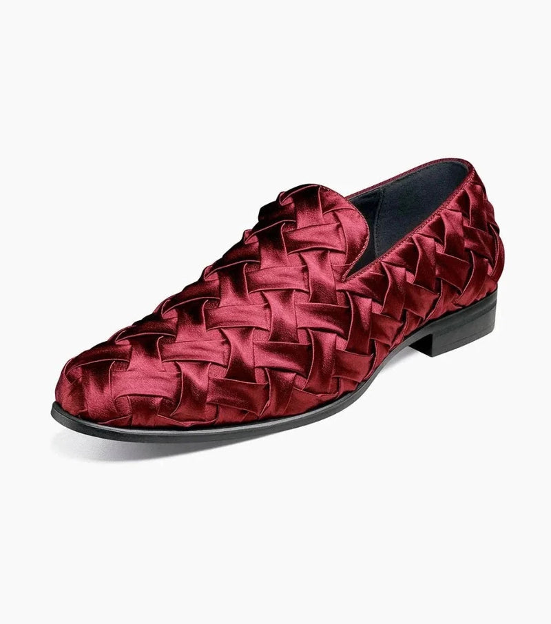 Burgundy Savoir Plain Toe Satin Slip-On luxury Men&