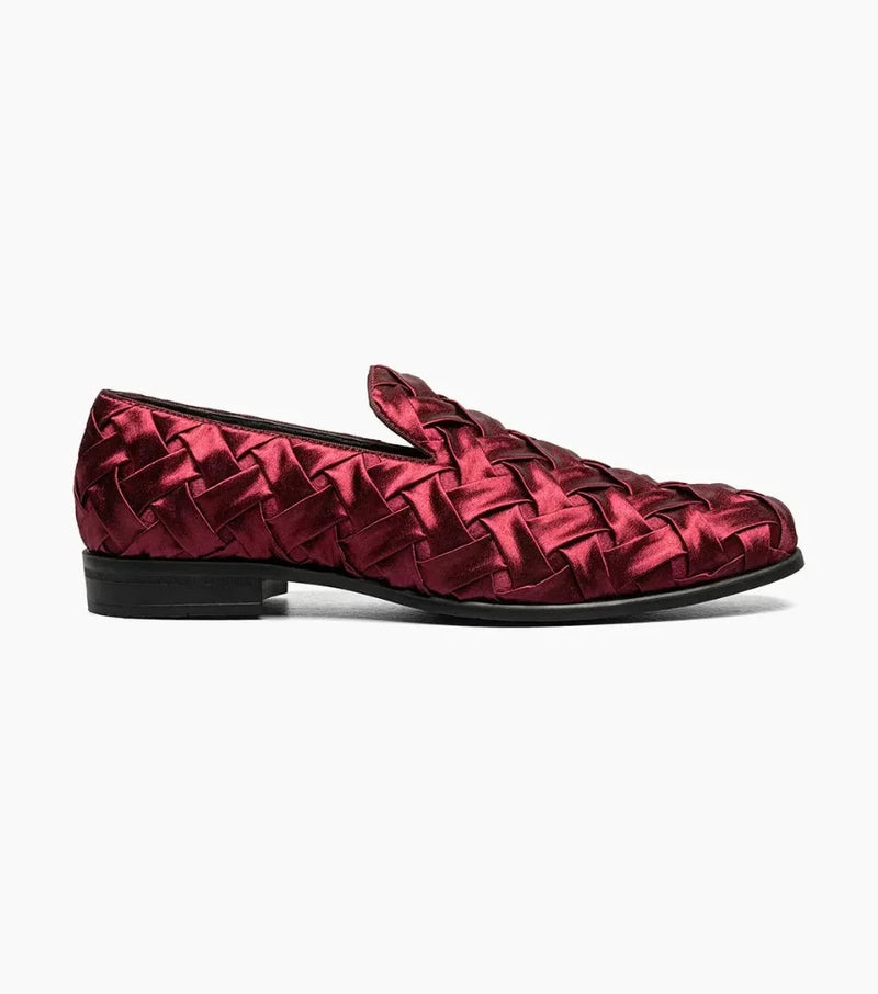 Burgundy Savoir Plain Toe Satin Slip-On luxury Men&