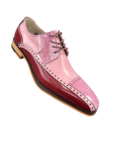Stacy Adams Plaza Men's Multi Color Pink Lace-Up Dress Shoes Oxford Fashion Design