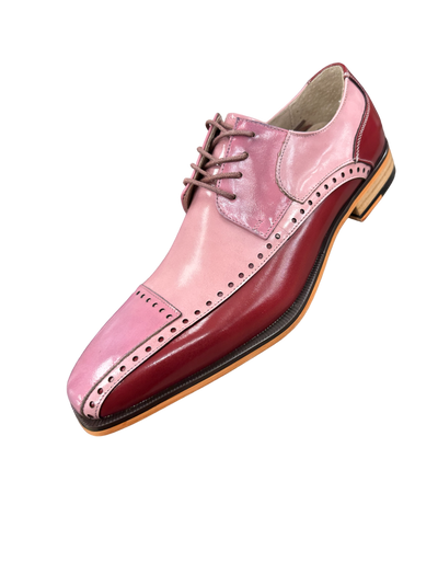 Stacy Adams Plaza Men's Multi Color Pink Lace-Up Dress Shoes Oxford Fashion Design