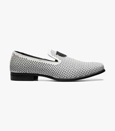 Stacy Adams Men's White Swagger Studded Slip-On Shoe