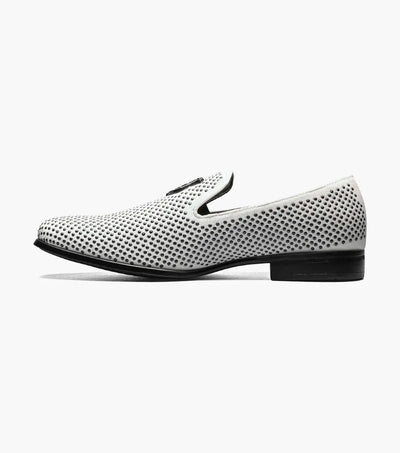 Stacy Adams Men's White Swagger Studded Slip-On Shoe