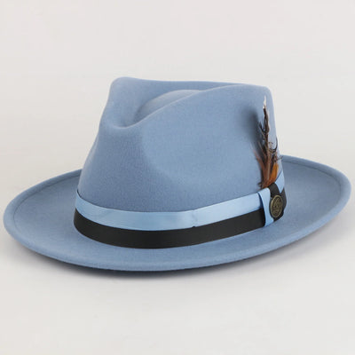 Steven Land Carolina Blue Wool Men's Hat Fedora Felt Hat-The Madison