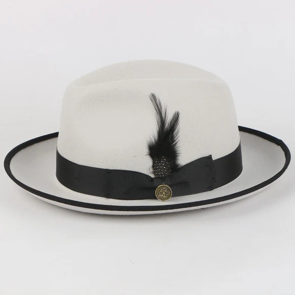 Steven Land White and Black Trim Brim Wool Men&