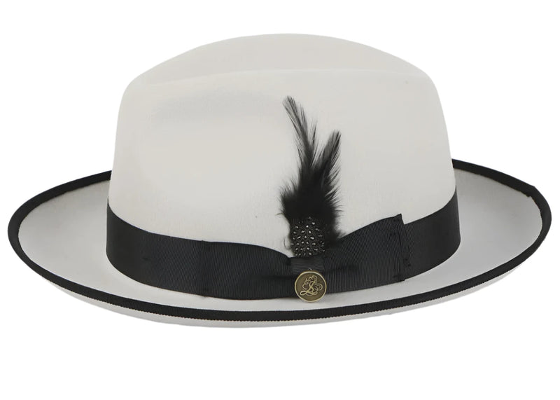 Steven Land White and Black Trim Brim Wool Men&