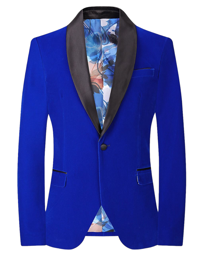 Royal Blue Men's velvet Blazer Shall Lapel Slim-Fit with Bowtie ...