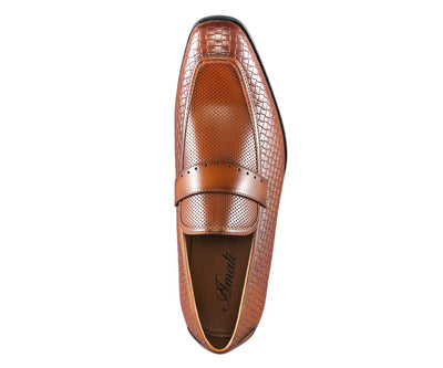 Tan cognac Men's fashion design Slip-On Dress Shoes Printed Leather Loafer