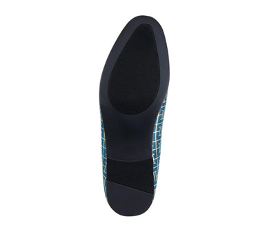 Teal-Gold Men's Luxury Design Dress Loafers Shoes Style-Kazimar