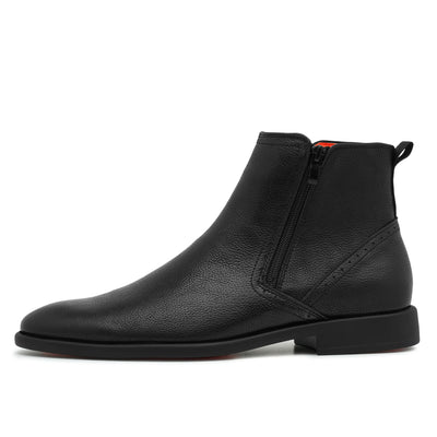 Black Men's TAYNO Leather Chelsea Boot Double Side Zipper the Coupe L