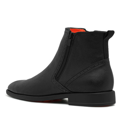 Black Men's TAYNO Leather Chelsea Boot Double Side Zipper the Coupe L