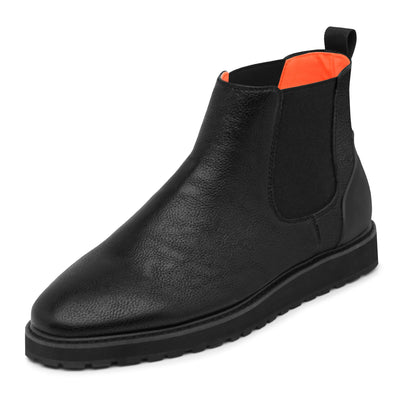 Black Men's Slip-On Boot TAYNO Leather Casual Chelsea Sneaker The Mustella-L