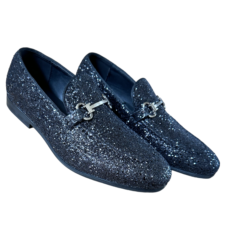 black sparkly dress shoes mens Trendy Glitter Men's Fashion Design Black Shoes Slip-On Sliver Buckle –  DESIGN MENSWEAR