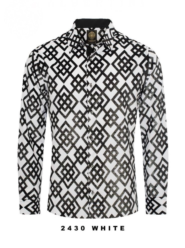 White Casual Fashion Designer Men's Long Sleeve Dress Shirt Regular-Fi DESIGN MENSWEAR White Casual Fashion Designer Men's Long Sleeve Dress Shirt Regular-Fi DESIGN MENSWEAR