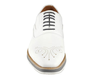 White Men's Fashion Design Foam Sole Lace-Up Leather Shoes Style No-GIDEON