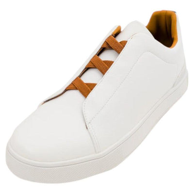 White Men's Slip-On Leather Sneakers Casual Shoes CS-807