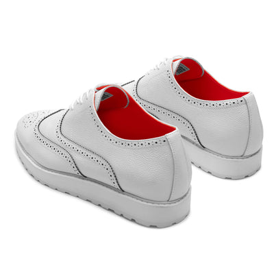 White Men's Sneaker TAYNO Leather Lace Up Wingtip Sneaker-The Priority L
