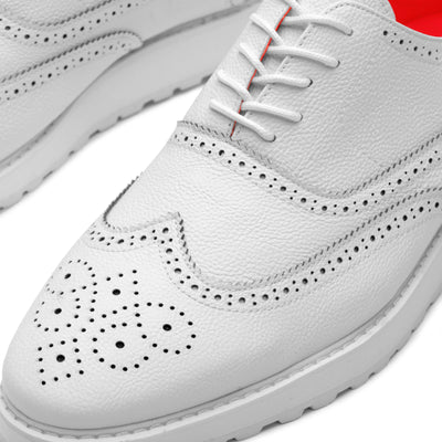 White Men's Sneaker TAYNO Leather Lace Up Wingtip Sneaker-The Priority L