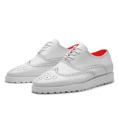 White Men's Sneaker TAYNO Leather Lace Up Wingtip Sneaker-The Priority L