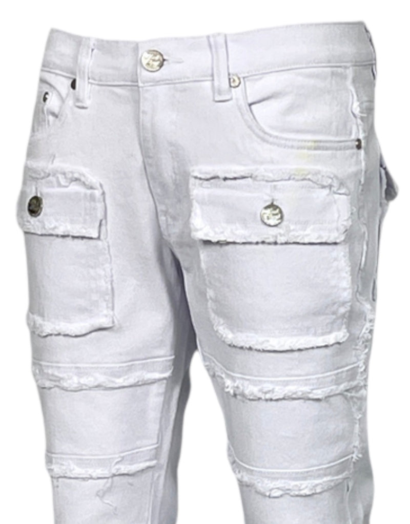 White Stacked Jeans Men&