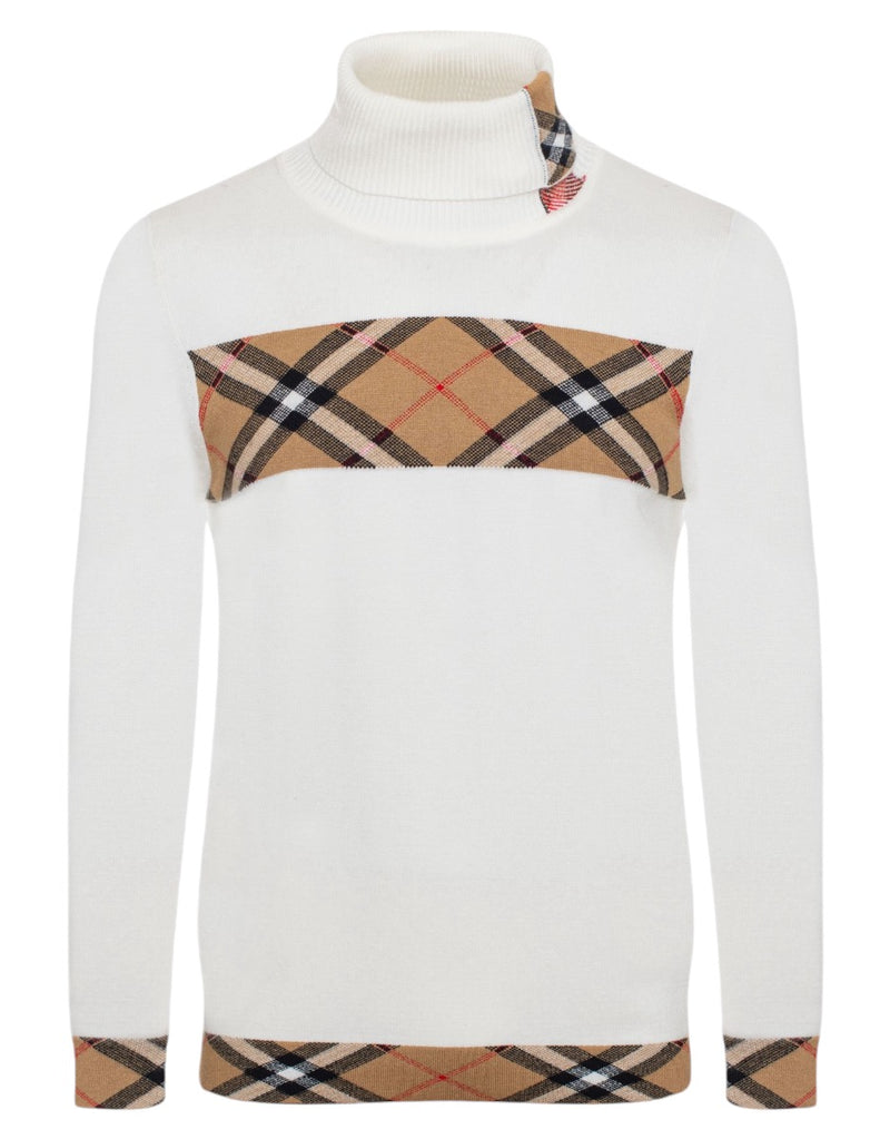 White and Beige Plaid Burb Design Men&