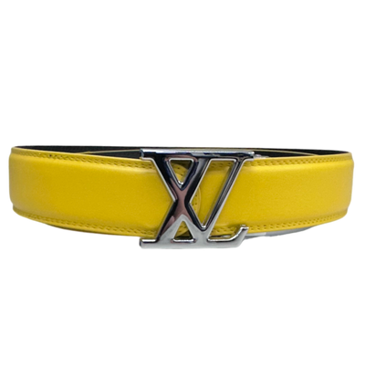 Yellow Men's Genuine Leathers Belt Sliver Buckle Fashion Design