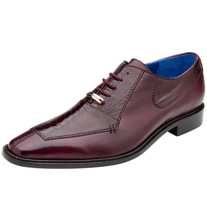 Belvedere Biagio Genuine Ostrich Leg / Calfskin Shoes Antique Burgundy