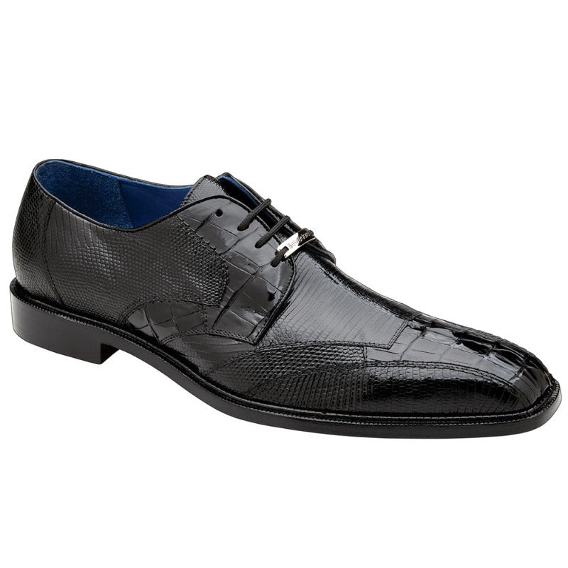 Black Belvedere Lace-Up Valter Caiman Crocodile & Lizard Shoes Style No-1480 - DESIGN MENSWEAR