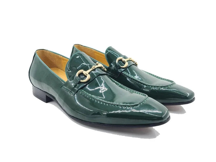 green dress shoes carrucci patent leather mens slip-on Shoes Gold Buckle 14 / Green SID-CTD407027 Black Pink Neko maid Church Suits For Less Choose your rental duration:4 Days